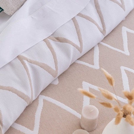 Colcha Jacquard Reversible Palos Beige Confecciones Paula