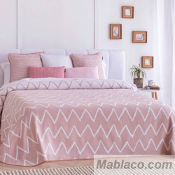 Colcha Jacquard Reversible Palos Rosa Confecciones Paula