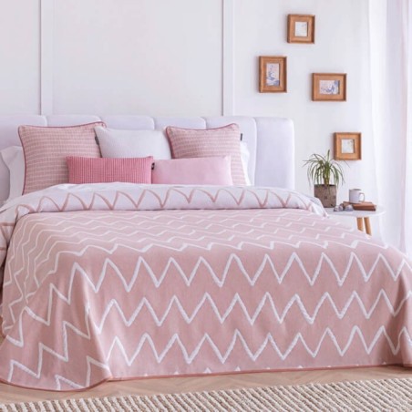 Colcha Jacquard Reversible Palos Rosa Confecciones Paula