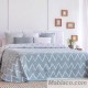 Colcha Jacquard Reversible Palos Turquesa Confecciones Paula