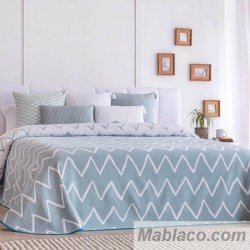 Colcha Jacquard Reversible Palos Turquesa Confecciones Paula
