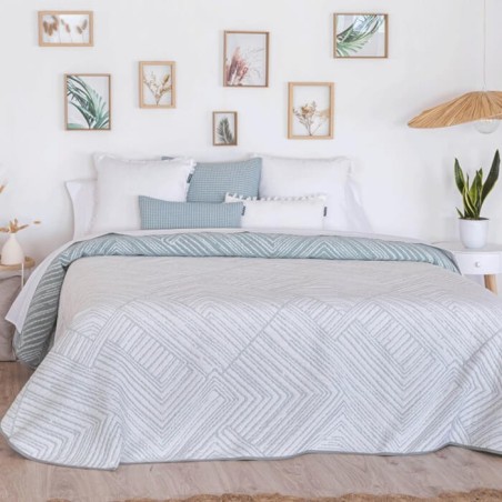 Colcha Jacquard Reversible Roche Turquesa Reverso