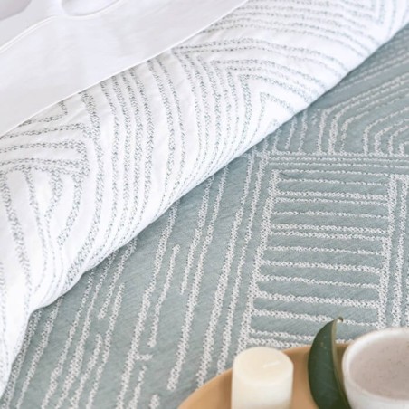 Colcha Jacquard Reversible Roche Turquesa Confecciones Paula