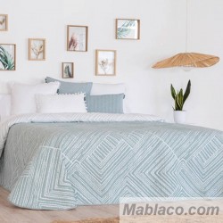 Colcha Jacquard Reversible Roche Turquesa Anverso