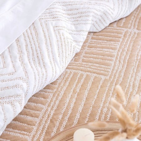 Colcha Jacquard Reversible Roche Mostaza Confecciones Paula