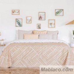 Colcha Jacquard Reversible Roche Mostaza Confecciones Paula