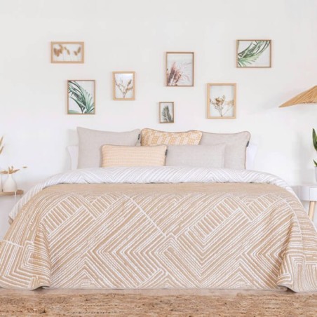 Colcha Jacquard Reversible Roche Mostaza Confecciones Paula