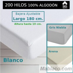 Sábana Bajera Largo Especial 180 cm. y altura hasta 10 cm.100 Algodón 200 hilos Royal 3 Colores