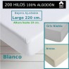 Sábana Bajera 200 hilos 100 Algodón Largo Especial 220 cm. y altura hasta 10 cm. Royal 3 colores Sábana Bajera 200 hilos 100 Algodón Largo Especial 220 cm. y altura hasta 10 cm. Royal 3 colores