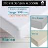 Sábana Bajera 200 hilos 100 Algodón Largo Especial 190 cm. y altura hasta 35 cm. Royal 3 colores