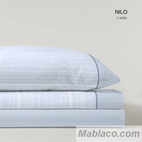 Juego de Sábanas Nilo Azul 100% Algodón Serena Cotton Luxe
