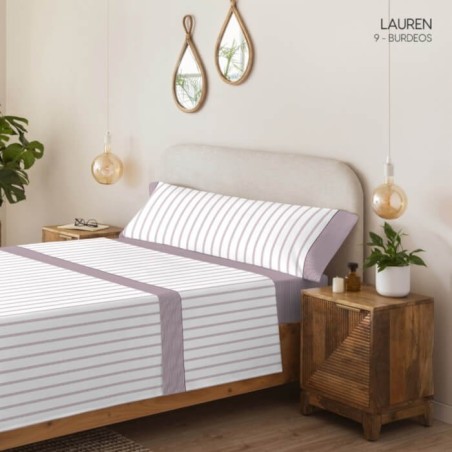Juego de Sábanas Lauren Burdeos 100% Algodón Serena Cotton Luxe