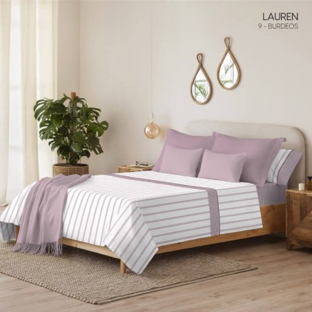 Juego de Sábanas Lauren Burdeos 100% Algodón Serena Cotton Luxe