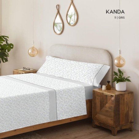 Juego de Sábanas Kanda Gris 100% Algodón Serena Cotton Luxe