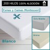 Sábana Bajera 100 Algodón 200 hilos Fabricada A medida ideal para todas las Cunas y Camas Montesori 3 colores