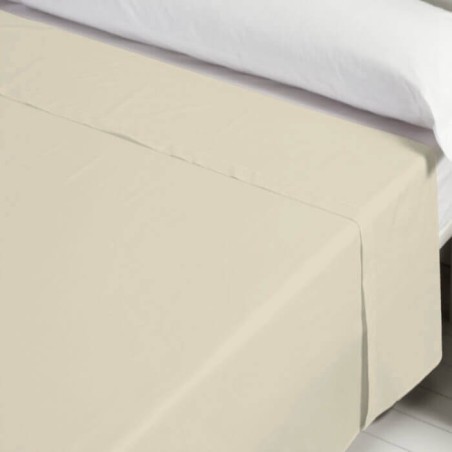 Sábana Encimera Arena 100% Algodón 200 hilos Royal largo 270 cm para colchones de 200 cm.