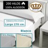 Sábana Encimera 100% Algodón 200 hilos Royal largo 270 cm para colchones de 200 cm. 3 colores Sábana Encimera 100% Algodón 200 hilos Royal largo 270 cm para colchones de 200 cm. 3 colores