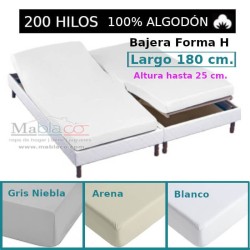  	Sábana Bajera Cama Articulada 100% Algodón 200 hilos Forma H Largo 180 cm y altura hasta 25 cm Royal 3 colores