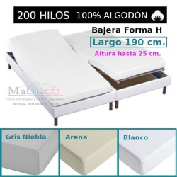 Sábana Bajera Cama Articulada 100% Algodón 200 hilos Forma H Largo 190 cm y altura hasta 25 cm Royal 3 colores