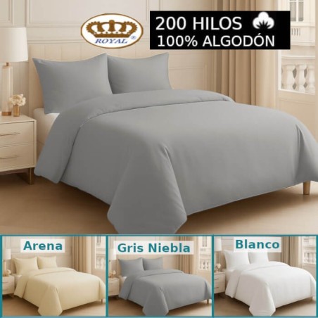 Funda Nórdica 100% Algodón 200 hilos Color Liso Royal 1 pieza