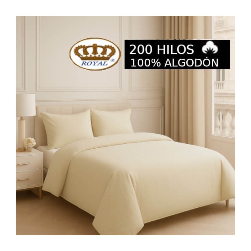 Funda Nórdica 100% Algodón 200 hilos Arena Lisa Royal 1 pieza Funda Nórdica 100% Algodón 200 hilos Arena Lisa Royal 1 pieza