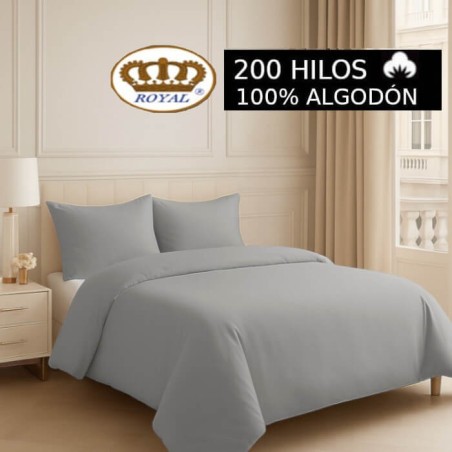 Funda Nórdica 100% Algodón 200 hilos Gris Niebla Lisa Royal 1 pieza