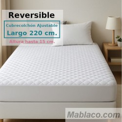 Cubrecolchón Acolchado Reversible AMBAR 2 Royal Tela / Tela Largo Especial 220 cm Alto hasta 15 cm ROYAL