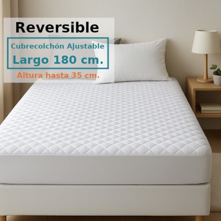 Cubrecolchón Acolchado Reversible AMBAR 2 Royal Tela / Tela Largo Especial 180 cm Alto hasta 35 cm ROYAL
