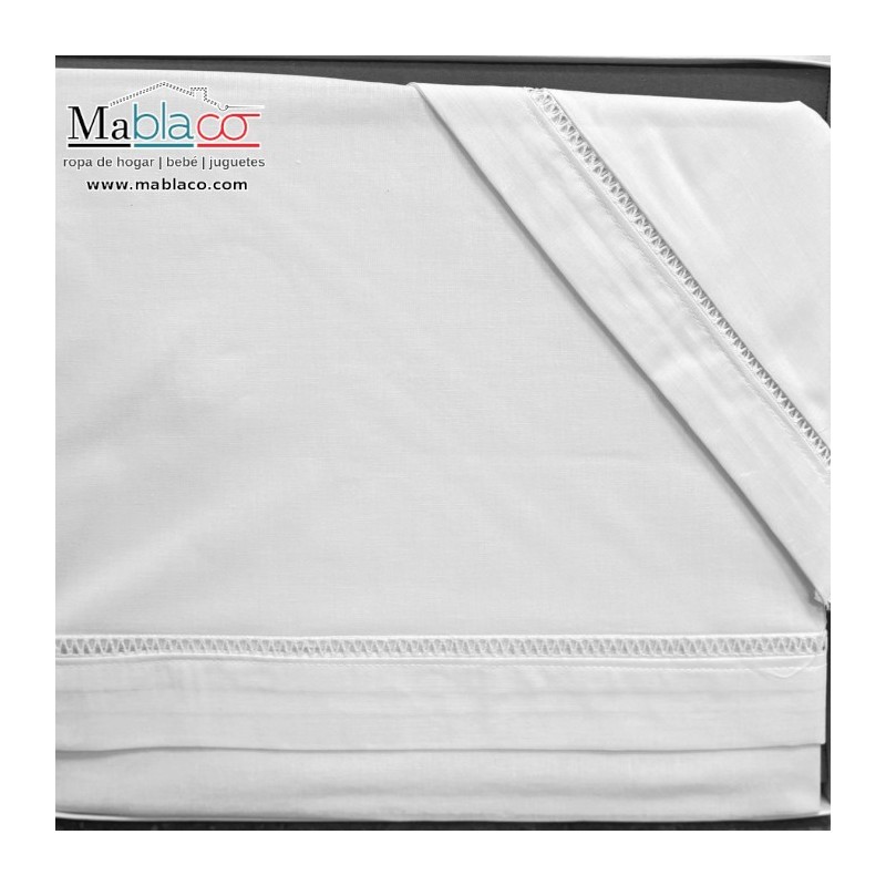 Juego Sábanas Bebé Vainica 100% Algodón Blanco