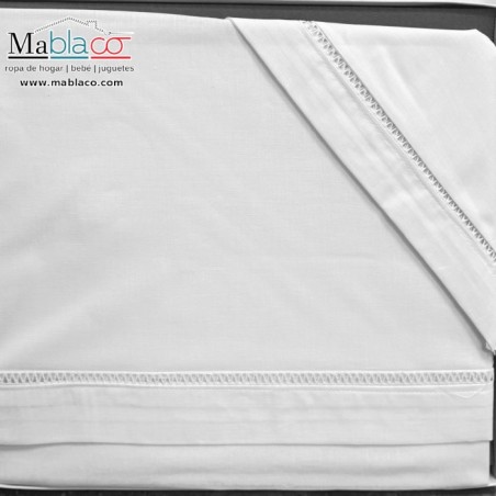 Juego Sábanas Bebé Vainica 100% Algodón Blanco