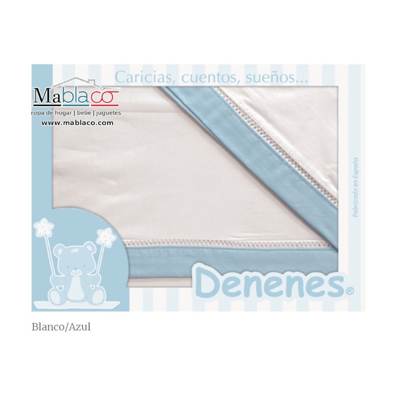 Juego Sábanas Bebé Vainica 100% Algodón Azul