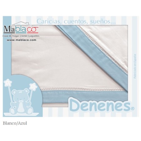 Juego Sábanas Bebé Vainica 100% Algodón Azul