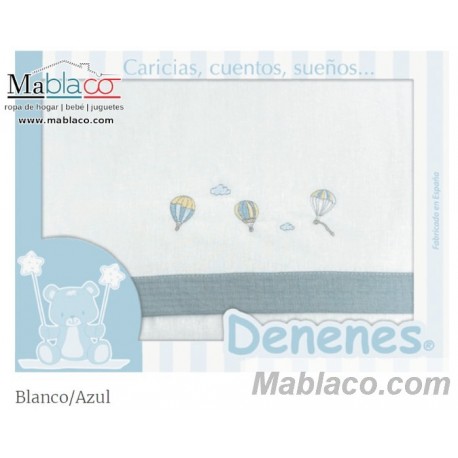 Juego Sábanas Bebé Globos Azul 100% Algodón