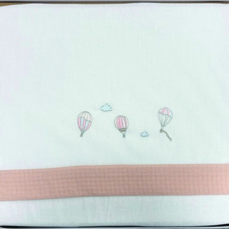 Juego Sábanas Bebé Globos Rosa 100% Algodón