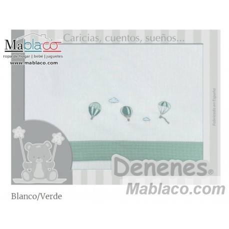 Juego Sábanas Bebé Globos Verde 100% Algodón