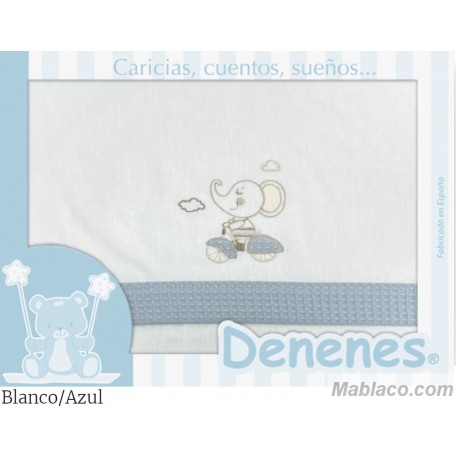 Juego Sábanas Bebé Elefante Azul 100% Algodón