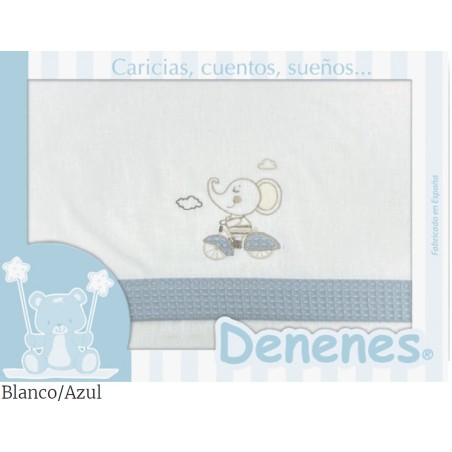 Juego Sábanas Bebé Elefante Azul 100% Algodón