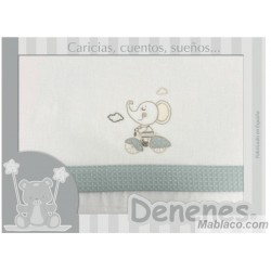 Juego Sábanas Bebé Elefante Verde 100% Algodón