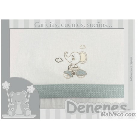 Juego Sábanas Bebé Elefante Verde 100% Algodón