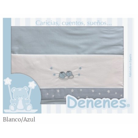 Juego Sábanas Bebé Zapatos Azul 100% Algodón