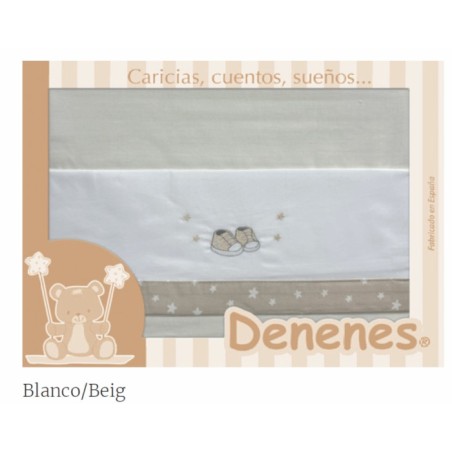 Juego Sábanas Bebé Zapatos Beige 100% Algodón
