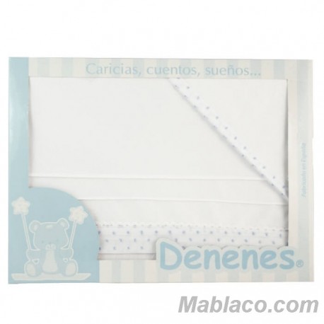 Juego Sábanas Bebé Plumeti Azul 100% Algodón