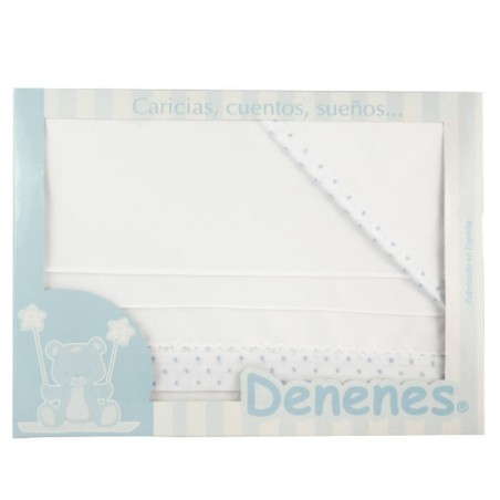 Juego Sábanas Bebé Plumeti Azul 100% Algodón