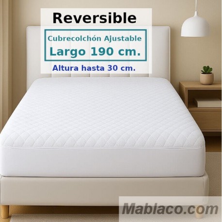 Cubrecolchón Acolchado Rizo 100% Algodón Reversible SORIA 2 Royal Rizo / Rizo Largo Especial 190 cm Alto hasta 30 cm