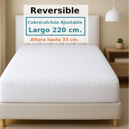 Cubrecolchón Acolchado Rizo 100% Algodón Reversible SORIA 2 Royal Rizo / Rizo Largo Especial 220 cm Alto hasta 35 cm