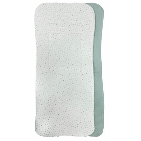 Colchoneta Ligera Silla de Paseo Florecitas Verde