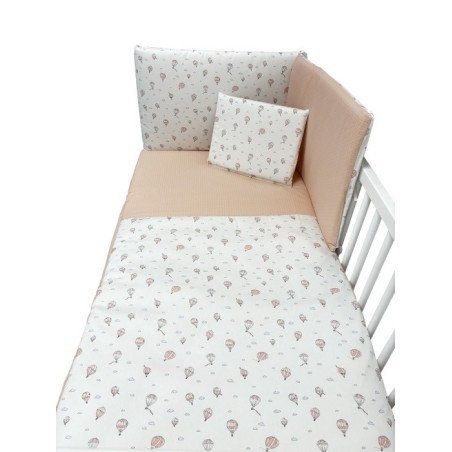 Colcha Edredón Cuna + Chichonera + Cojín Globos Maquillaje