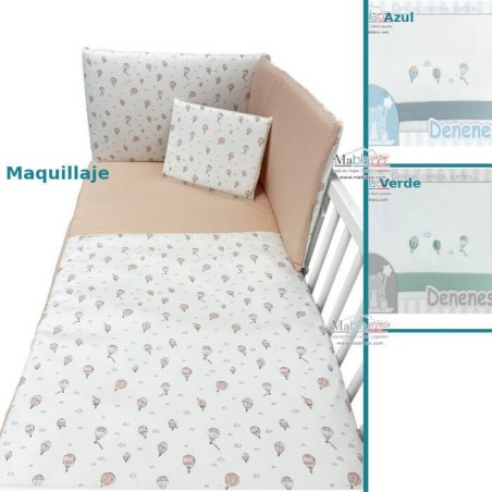 Colcha Edredón Cuna + Chichonera + Cojín Globos 3 colores