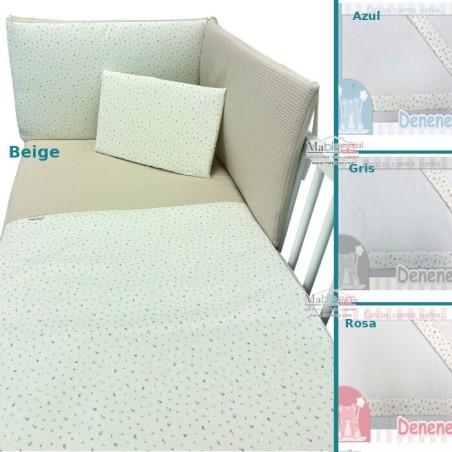 Colcha Edredón Cuna + Chichonera + Cojín Florecitas 4 colores