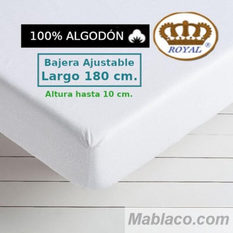 Sábana Bajera 100 Algodón Largo Especial 180 cm. y altura hasta 10 cm.144 hilos Royal